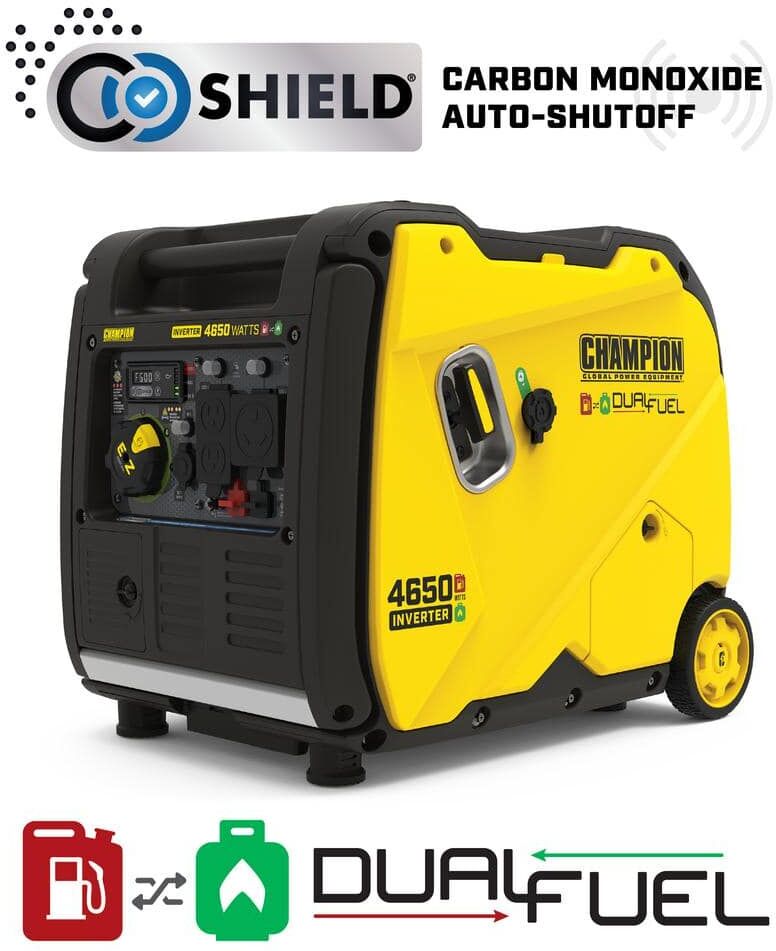 Champion Power Equipment 4650-Watt Electric Start Gasoline and Propane Powered Dual Fuel Inverter Generator with CO Shield and Quiet Technology