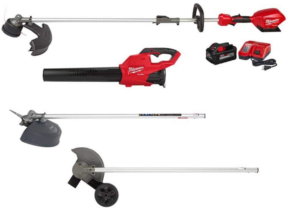 Milwaukee M18 FUEL 18V Lithium-Ion Brushless Cordless Electric String Trimmer/Blower Combo Kit w/Brush Cutter, Edger (4-Tool)