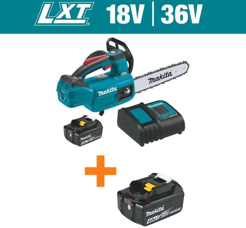 Makita LXT 10 in. 18V Lithium-Ion Brushless Electric Battery Chainsaw Kit (4.0Ah) with bonus 18V LXT Lithium-Ion Battery 4.0Ah