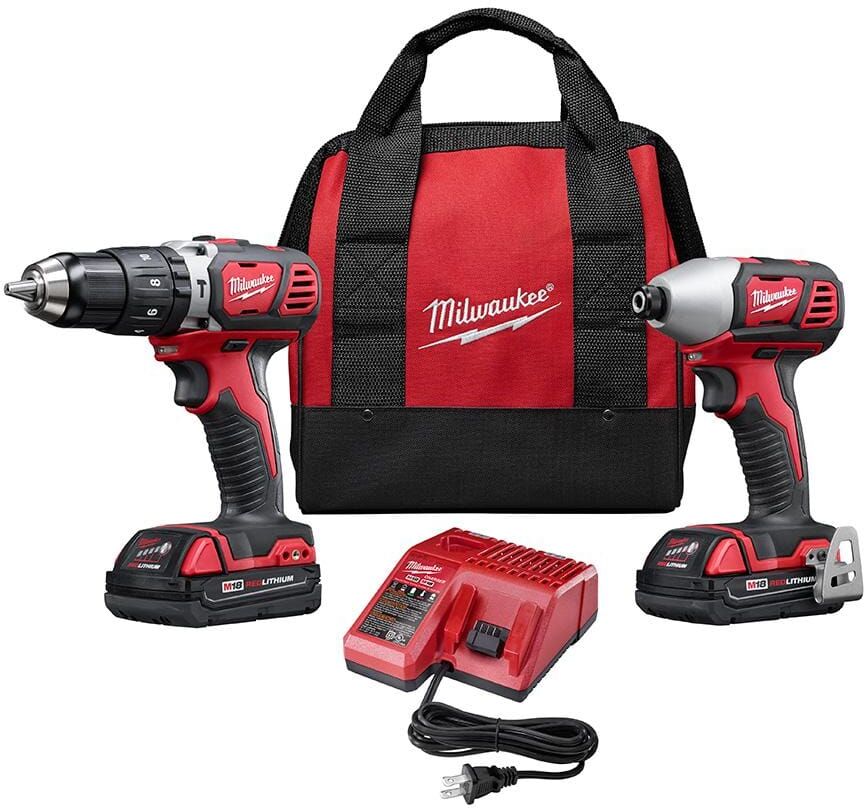 Milwaukee M18 18V Lithium-Ion Cordless Hammer Drill/Impact Driver Combo Kit (2-Tool) w/(2) 1.5Ah Batteries, Charger, Tool Bag