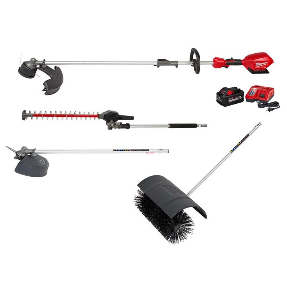 Milwaukee M18 FUEL 18V Lithium-Ion Brushless Cordless String Trimmer Kit with Brush Cutter Bristle Brush Hedge Trimmer Attachments