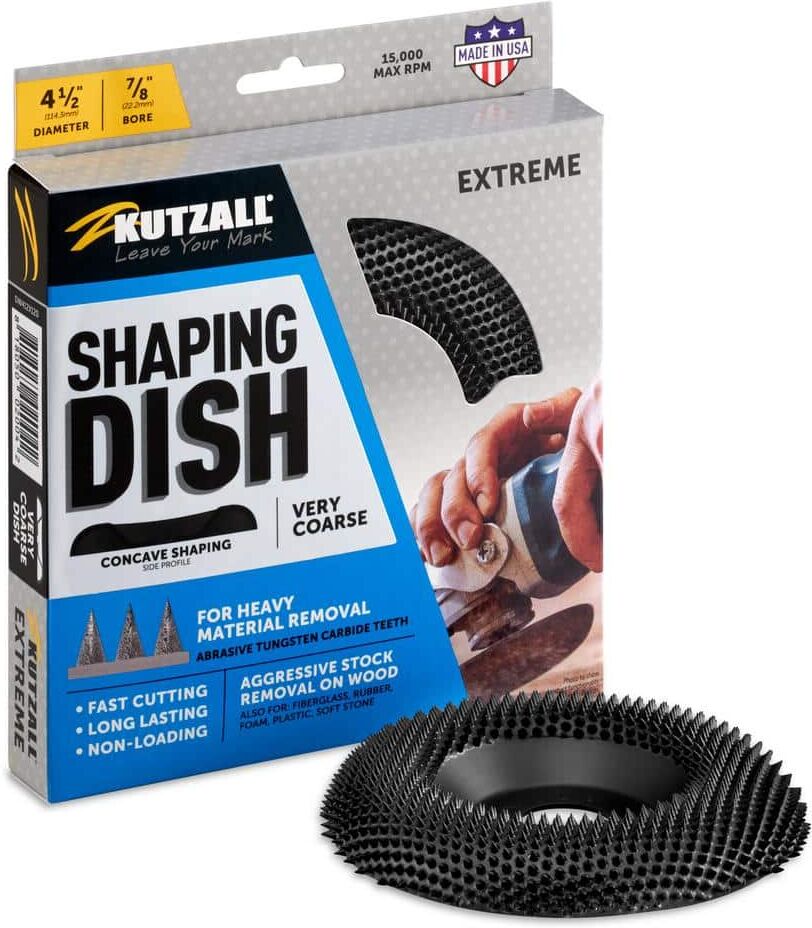 KUTZALL 4-1 2 in. 7 8 in. Bore, Extreme Shaping Dish - Tungsten Carbide Teeth, Very Coarse