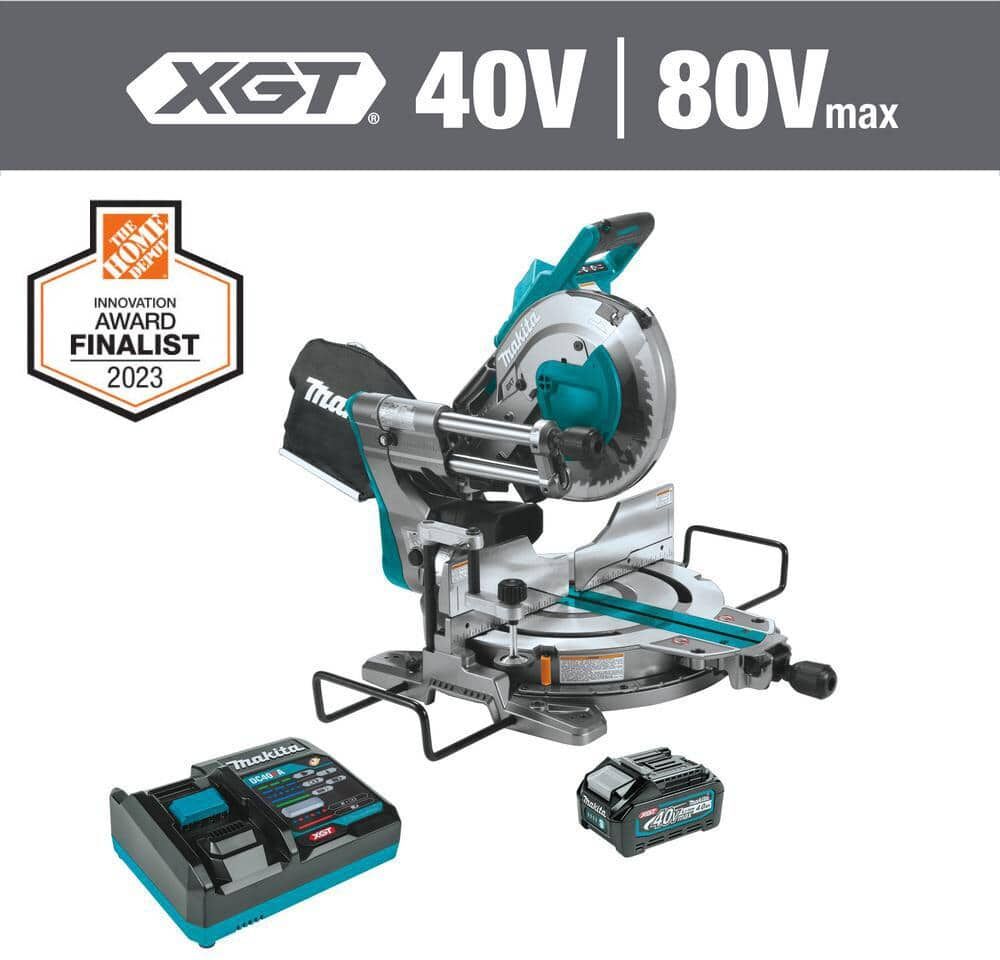 Makita 40V max XGT Brushless Cordless 10 in. Dual-Bevel Sliding Compound Miter Saw Kit, AWS Capable (4.0Ah)