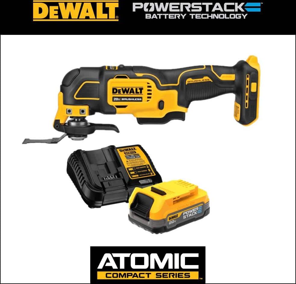 DeWalt ATOMIC 20V MAX Brushless Oscillating Multi Tool and 20V MAX POWERSTACK Compact Battery Starter Kit