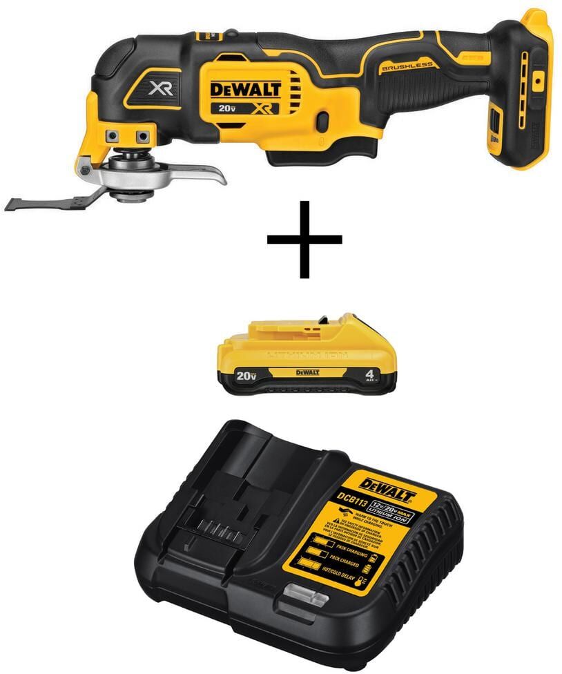 DeWalt 20V MAX XR Cordless Brushless 3-Speed Oscillating Multi Tool, (1) 20V 4.0Ah Battery, and 12V-20V MAX Charger