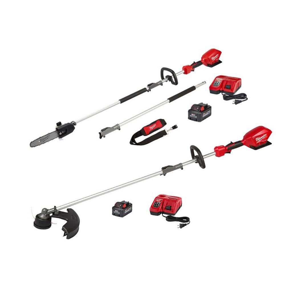 Milwaukee M18 FUEL 10 in. 18V Lithium-Ion Brushless Electric Cordless Pole Saw & String Trimmer Combo Kit w/ Two 8.0 Ah Batteries