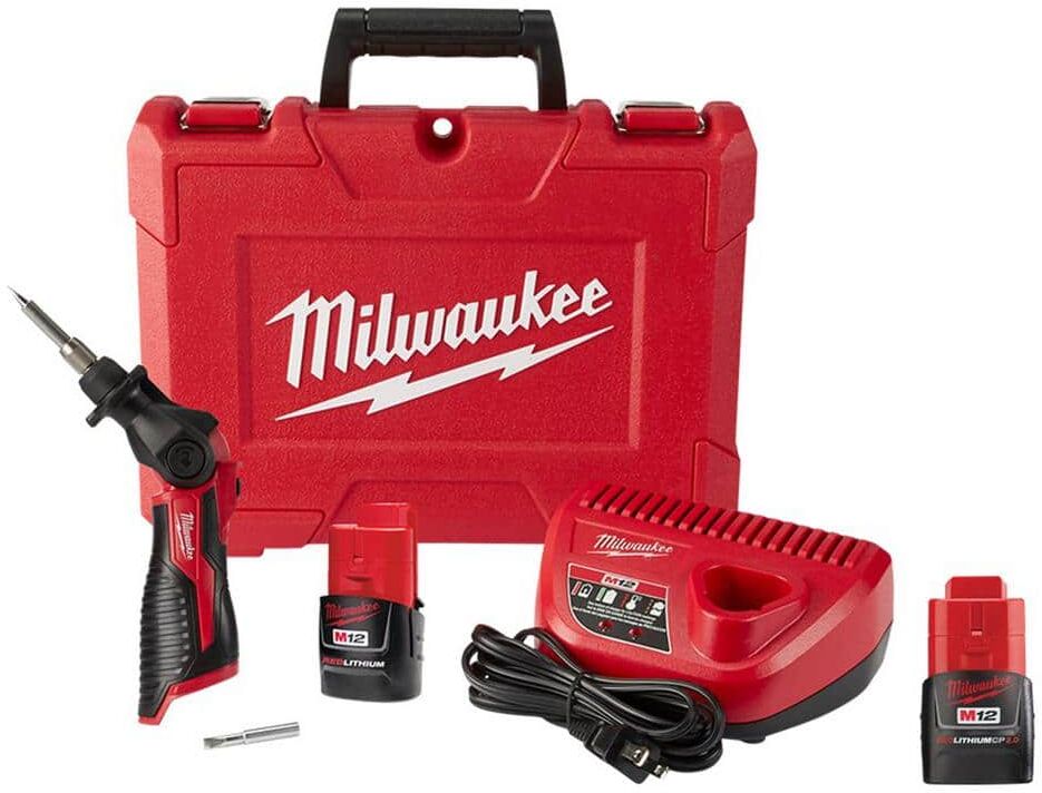 Milwaukee M12 12-Volt Lithium-Ion Cordless Soldering Iron Kit with 2.0 Ah Compact Battery