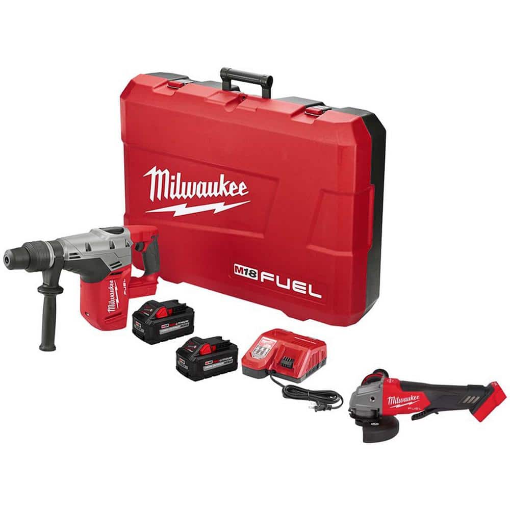 Milwaukee M18 FUEL 18V Lithium-Ion Brushless Cordless 1-9/16 in. SDS-Max Rotary Hammer Kit & Hard Case W/FUEL Grinder