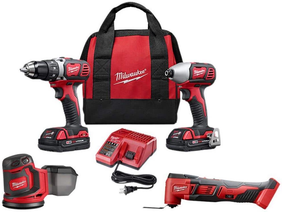 Milwaukee M18 18V Lithium-Ion Cordless Drill Driver/Impact Driver/Reciprocating Saw Combo Kit (3-Tool) W/ Random Orbit Sander