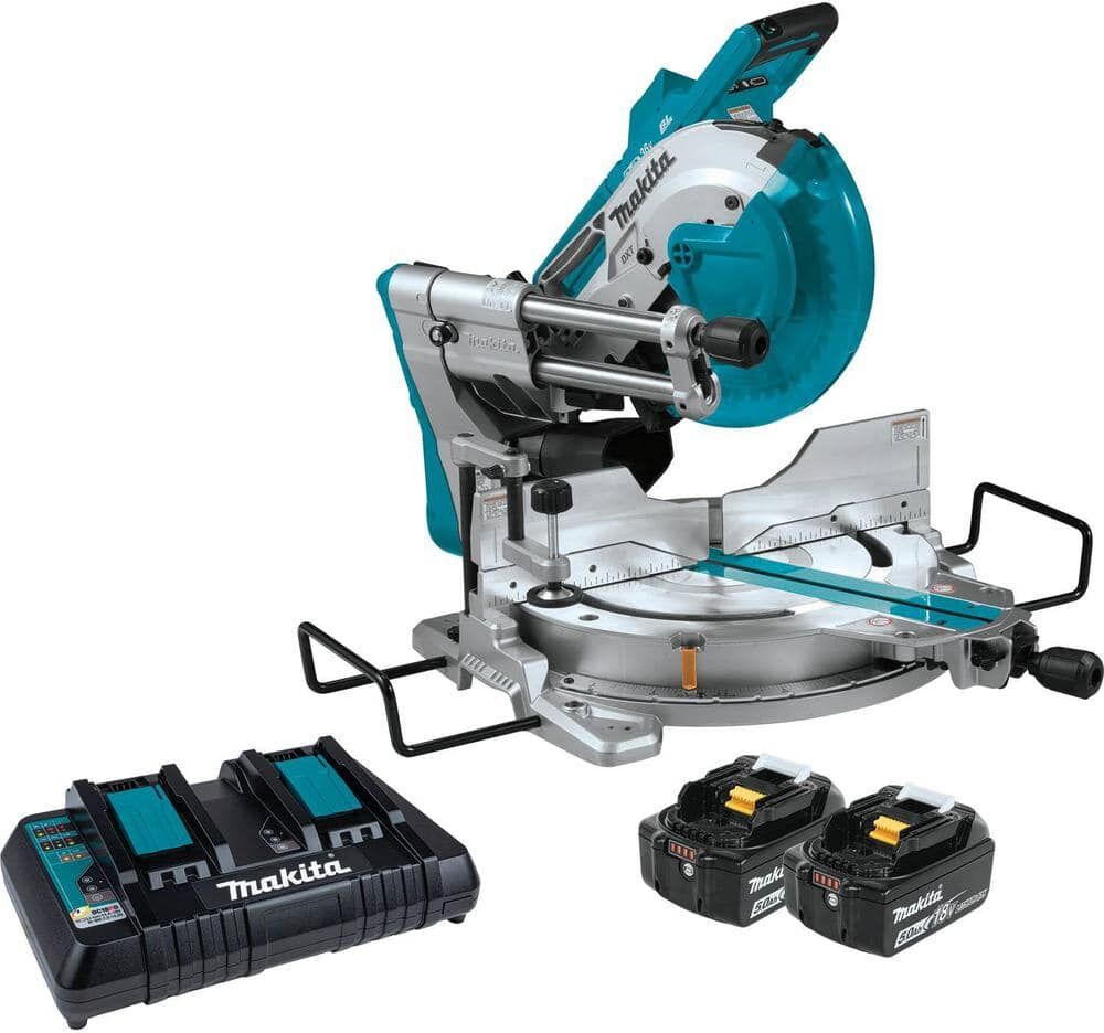 Makita 18V X2 LXT Lithium-Ion 36V Brushless Cordless 10 in. Dual-Bevel Sliding Compound Miter Saw Kit Laser 5.0 Ah