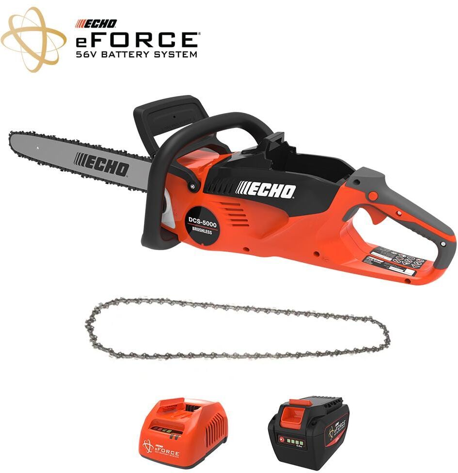 ECHO eFORCE 18 in. 56-Volt Cordless Battery Rear-Handle Chainsaw and Chain Combo Kit with 5.0Ah Battery and Charger(1-Tool)