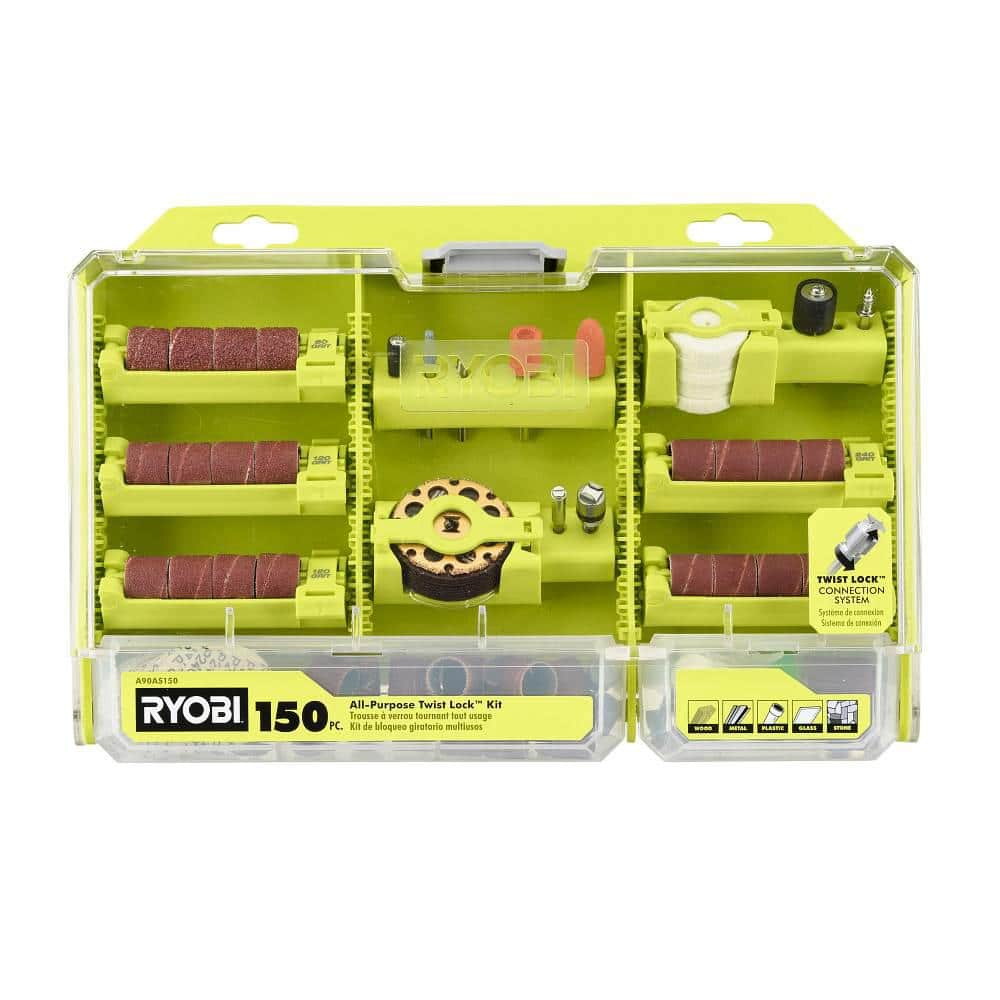 RYOBI Rotary Tool 150-Piece Twist Lock All-Purpose Kit (For Wood, Metal, and Plastic)