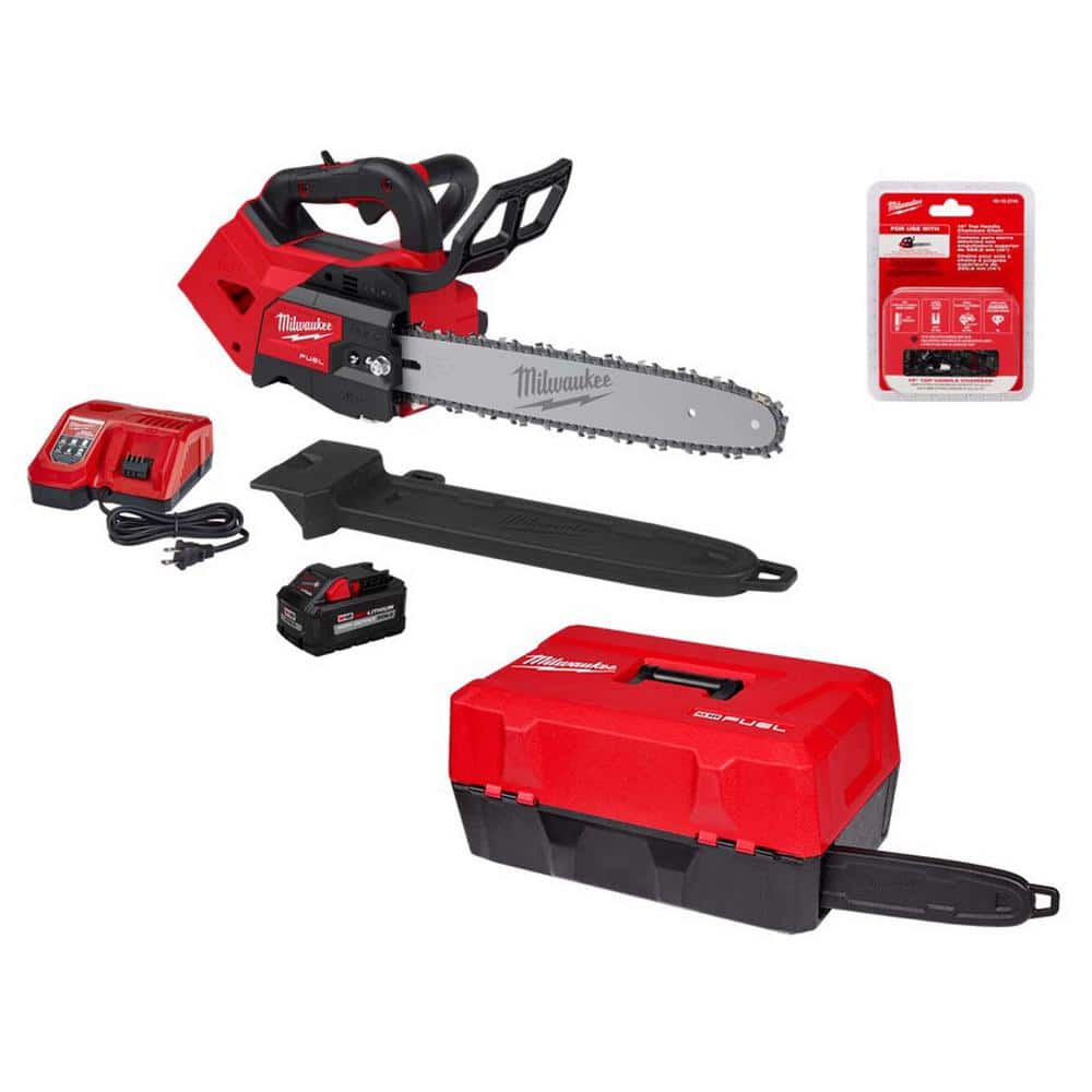 Milwaukee M18 FUEL 14 in. Top Handle 18V Lithium-Ion Brushless Cordless Chainsaw Kit w/8.0 Ah Battery, Charger, Chain, & Case
