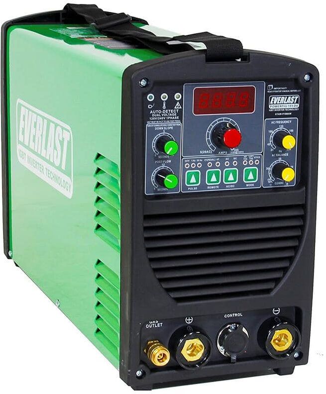 Everlast 185 Amp PowerTIG 185DV IGBT Digital Inverter AC/DC Stick/TIG Welder with High Frequency and Lift TIG Start, 120V/240V