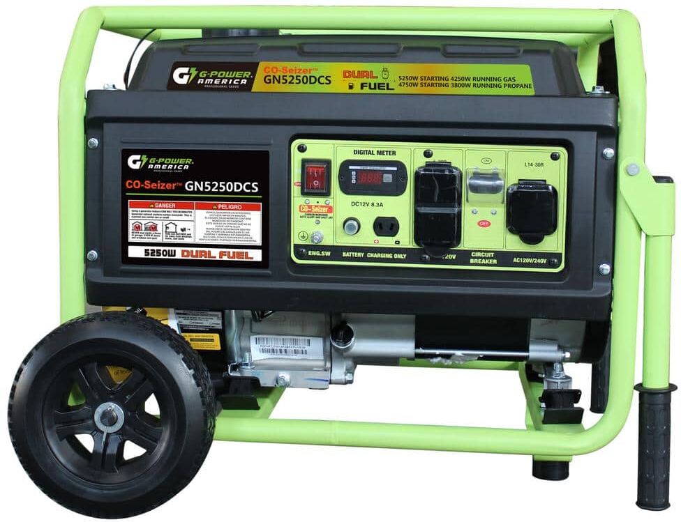 Green-Power 5250 Peak/4250-Running Watts Recoil Start Gasoline/Propane Portable Generator with CO Detector