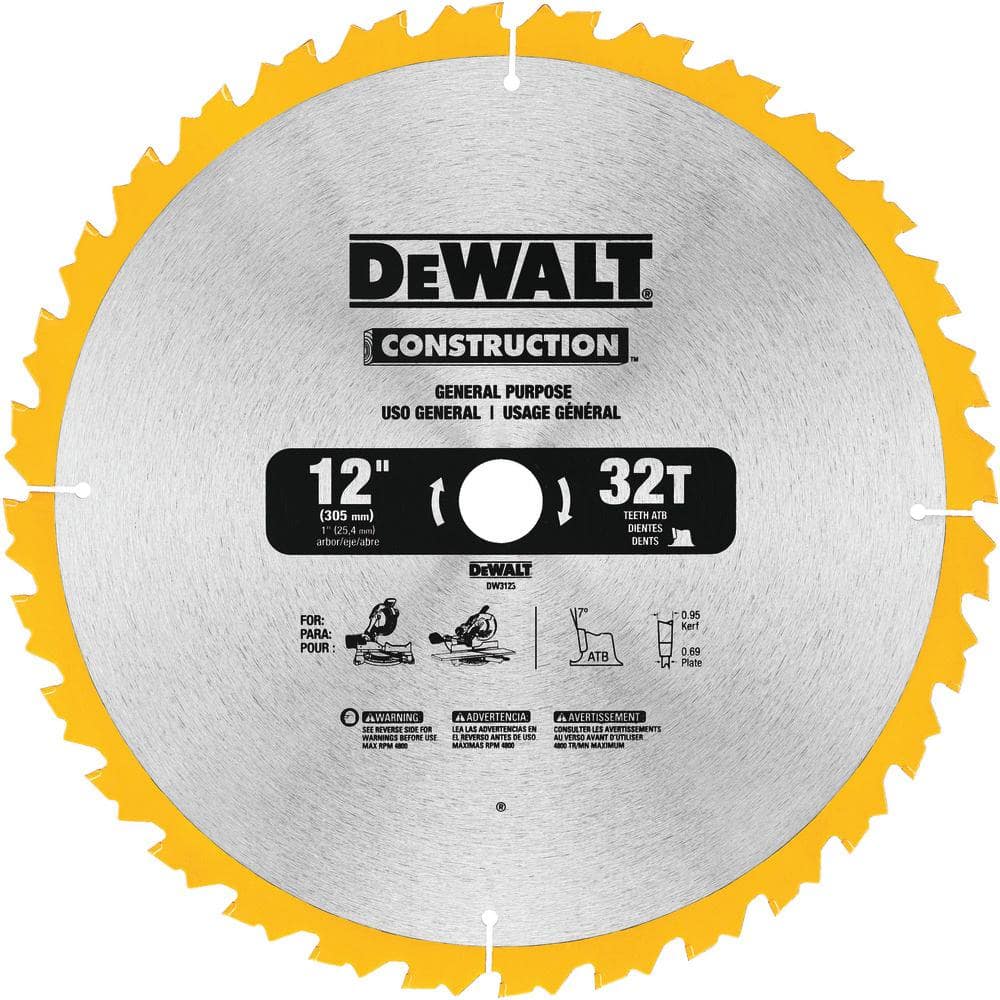 DeWalt Construction 12 in. 32-Teeth Thin Kerf Miter Slide Miter Blade