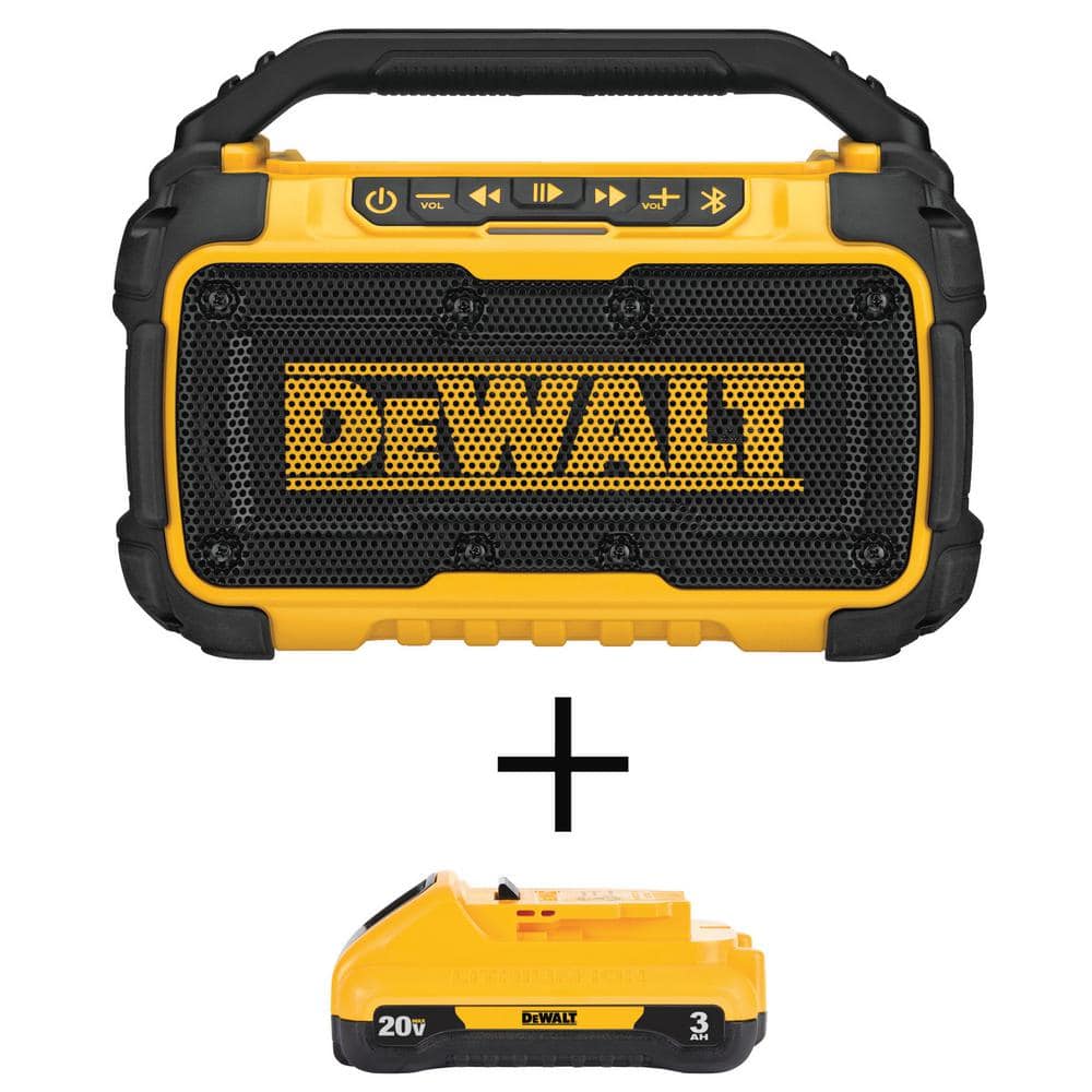 DeWalt 20V MAX Bluetooth Speaker and (1) 20V MAX Compact Lithium-Ion 3.0Ah Battery
