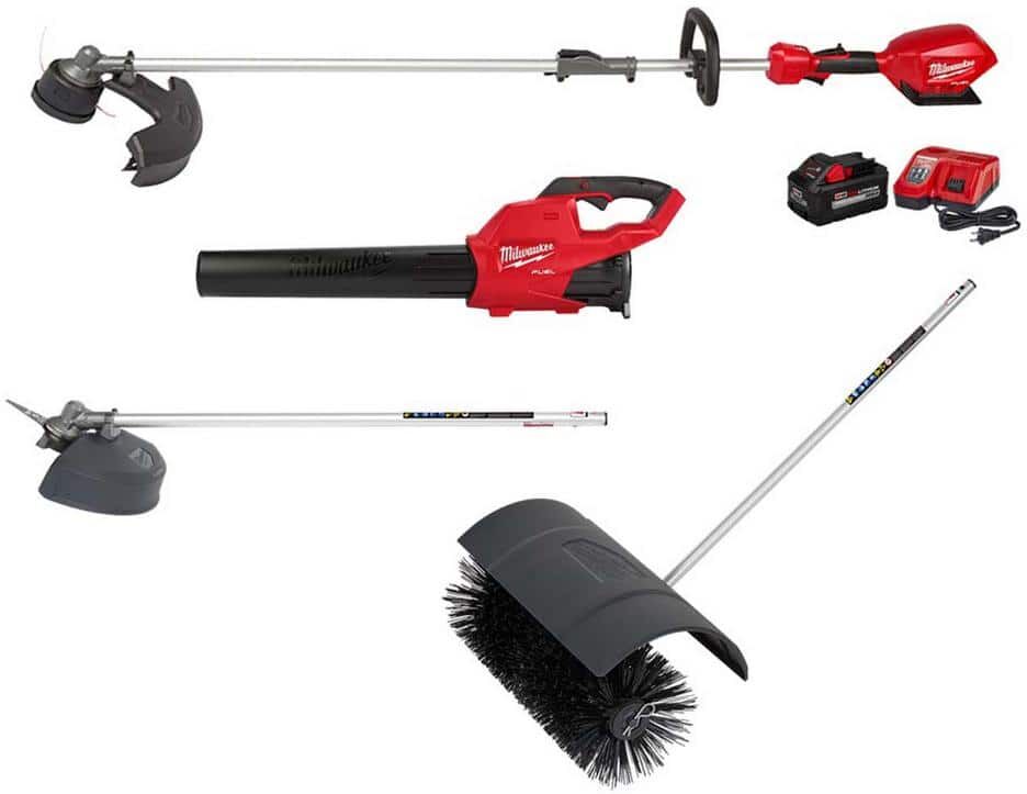 Milwaukee M18 FUEL 18V Lithium-Ion Brushless Cordless Electric String Trimmer/Blower Combo Kit w/Brush Cutter Bristle(4-Tool)