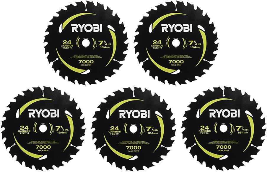 RYOBI 7-1/4 in. x 24 Teeth Carbide Thin Kerf Circular Saw Blade (5-Piece)