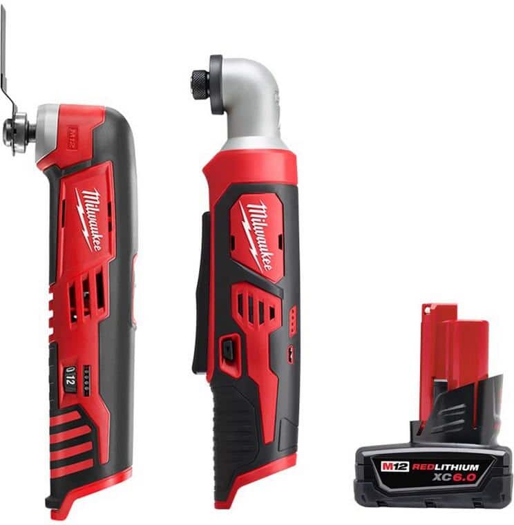 Milwaukee M12 12-Volt Li-Ion Cordless Oscillating Multi-Tool with 1/4 in. Right Angle Hex Impact Driver and 6.0Ah XC Battery Pack