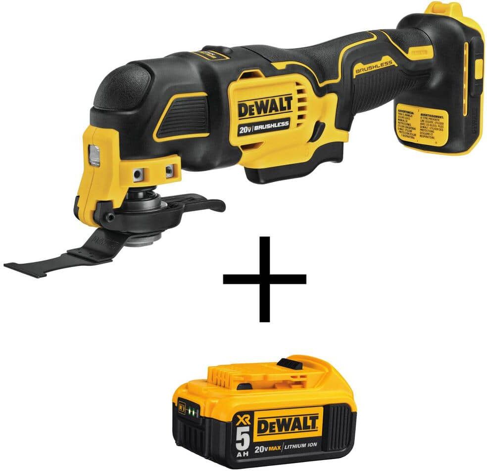 DeWalt ATOMIC 20V MAX Cordless Brushless Oscillating Multi Tool and (1) 20V 5.0Ah Battery