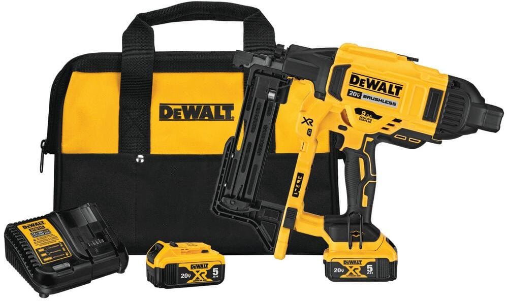 DeWalt 20V MAX Lithium-Ion 9-Gauge Cordless Fencing Stapler Kit with (2) 5.0Ah Batteries, Charger and Bag