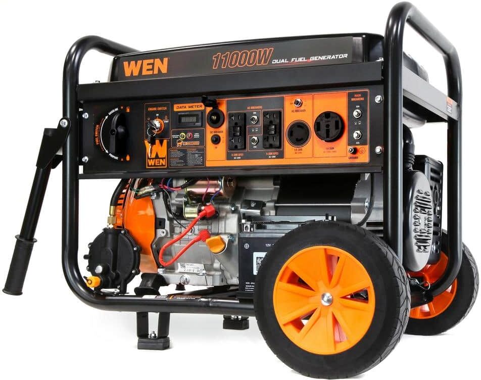 WEN 11000/8300-Watt 120V/240V Dual Fuel Transfer-Switch Ready Electric Start Portable Generator w Wheel Kit and CO Watchdog