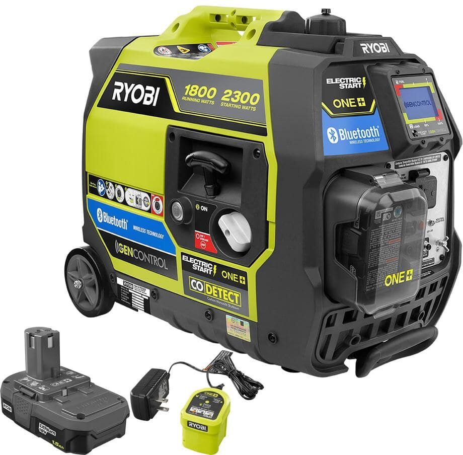 RYOBI ONE+ 18V Bluetooth 2,300-Watt Starting Electric Start Gasoline Powered Digital Inverter Generator with CO Shutdown