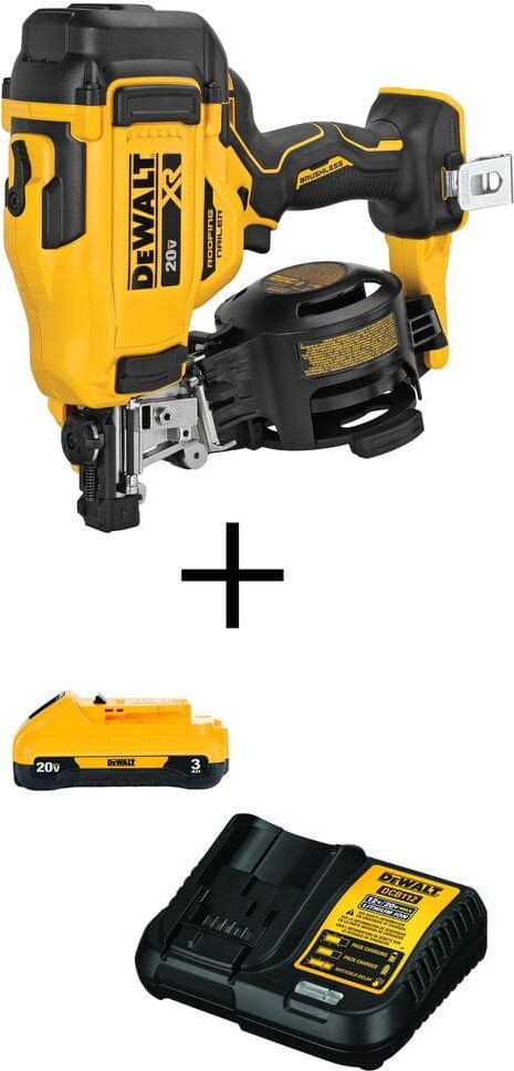 DeWalt 20V MAX Lithium-Ion Cordless Roofing Nailer with 3.0Ah Battery Pack and Charger