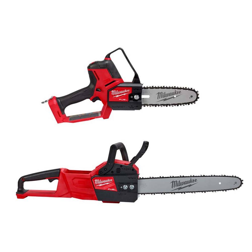 Milwaukee M18 FUEL 8 in. 18V Lithium-Ion Brushless Electric Battery Chainsaw HATCHET w/M18 FUEL 16 in. Chainsaw (2-Tool)