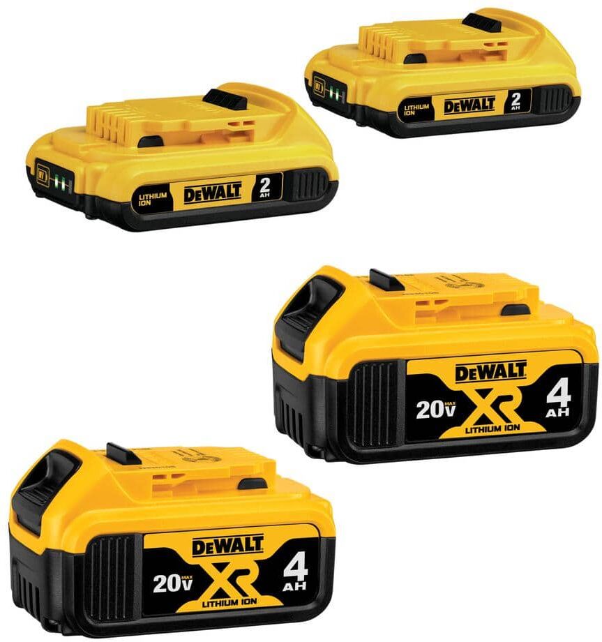 DeWalt 20V MAX Compact Lithium-Ion 2.0Ah Battery Pack (2 Pack) and 20V MAX XR Lithium-Ion 4.0Ah Battery Pack (2 Pack)