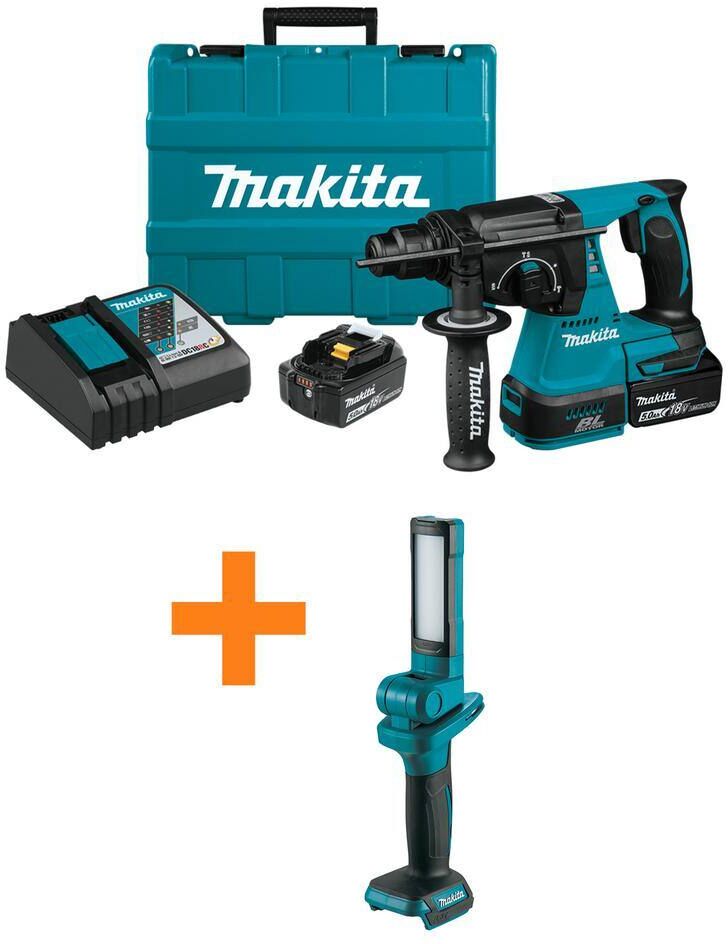 Makita 18V LXT Lithium-Ion 1 in. Brushless Cordless SDS-Plus Rotary Hammer Kit with bonus 18V LXT Cordless 18 LED Flashlight