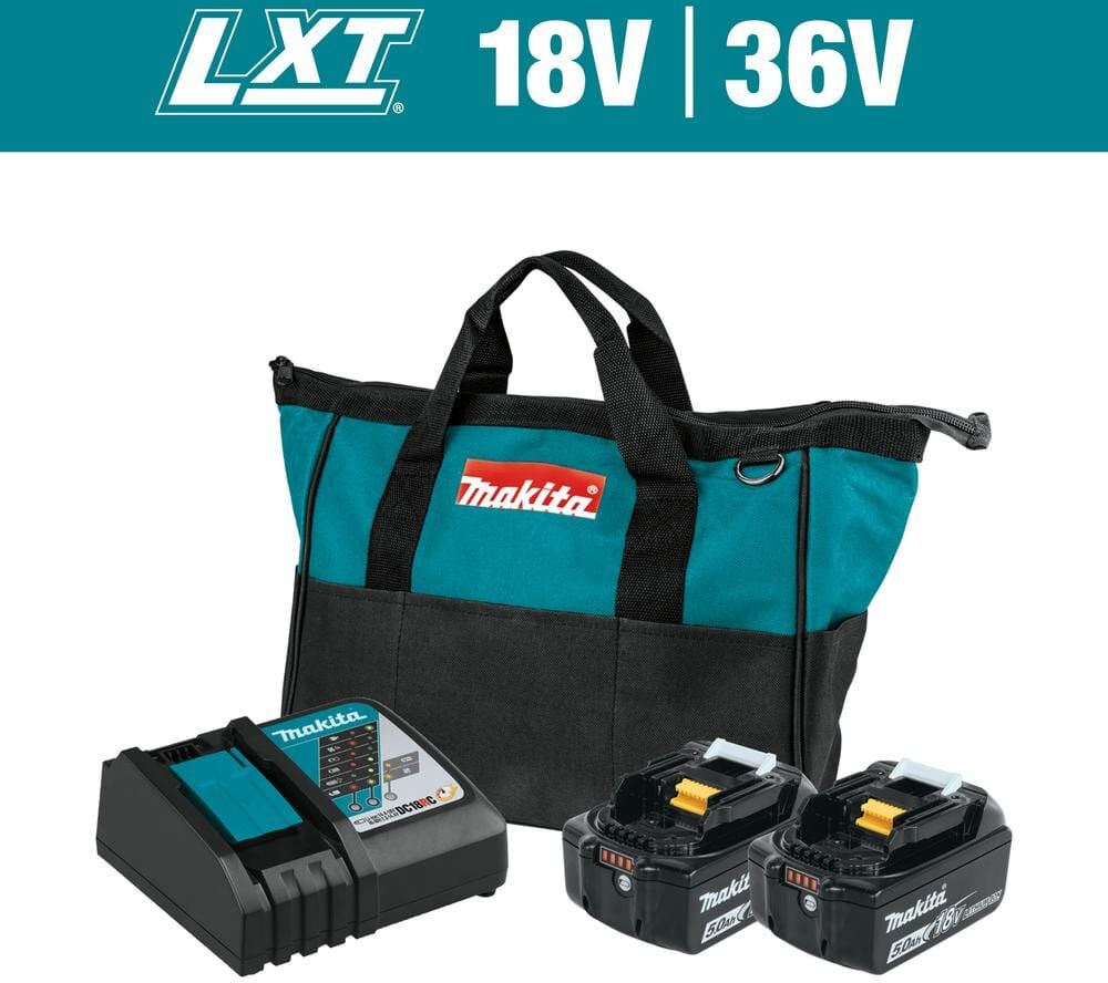 Makita 18V LXT Lithium-Ion Battery and Rapid Optimum Charger Starter Pack (5.0Ah)