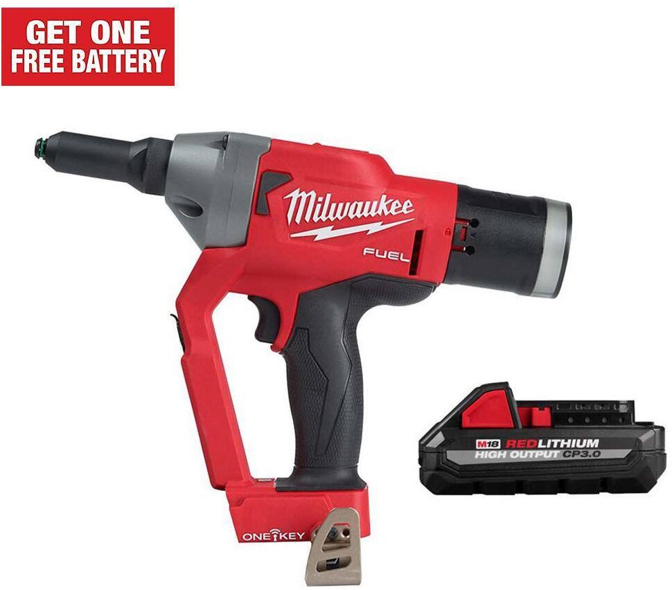 Milwaukee M18 FUEL ONE-KEY 18-Volt Lithium-Ion Cordless Rivet Tool w/3.0 ah Battery