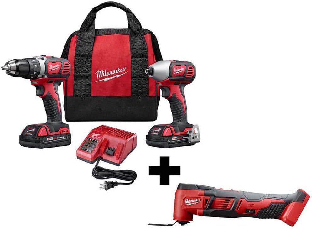 Milwaukee M18 18V Lithium-Ion Cordless Drill Driver/Impact Driver/Multi-Tool Combo Kit (3-Tool)