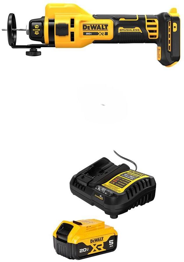 DeWalt 20V XR Lithium-Ion Cordless Rotary Drywall Cut-Out Tool with 20V MAX XR 5.0 Ah Battery Pack and Charger