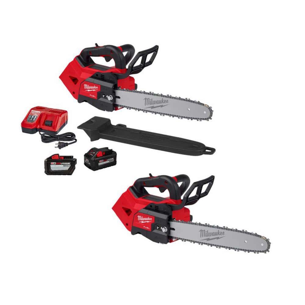 Milwaukee M18 FUEL 14 in. Top Handle 18V Lithium-Ion Brushless Cordless Chainsaw Kit w/8.0 Ah, 12.0 Ah Battery & Charger (2-Tool)