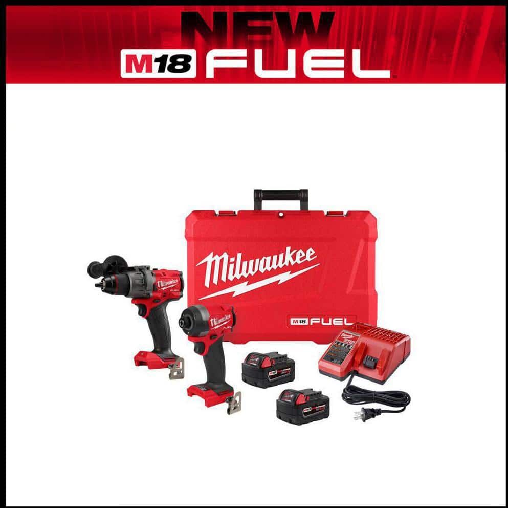 Milwaukee M18 FUEL 18V Lithium-Ion Brushless Cordless Hammer Drill and Impact Driver Combo Kit (2-Tool) with 2 Batteries