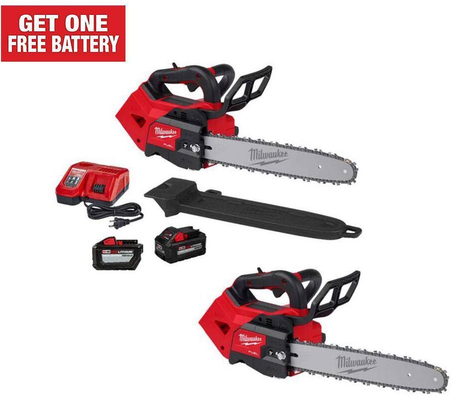 Milwaukee M18 FUEL 14 in. Top Handle 18V Lithium-Ion Brushless Cordless Chainsaw Kit w/8.0 Ah, 12.0 Ah Battery & Charger (2-Tool)