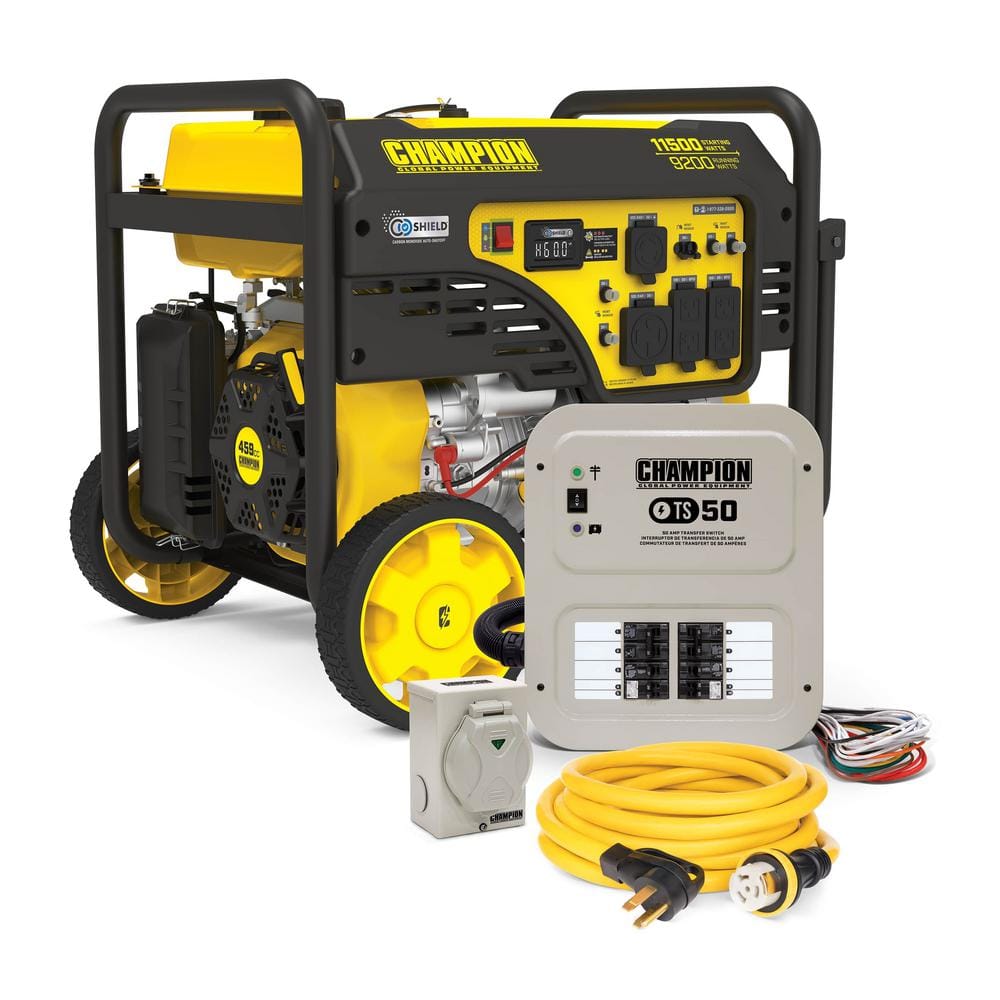 Champion Power Equipment 11,500/9,200-Watt Electric Start Gas Powered Portable Generator with 50A Transfer Switch