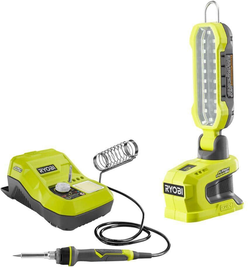 RYOBI ONE+ 18V Cordless 2-Tool Combo Kit with Hybrid LED Project Light and Hybrid Soldering Station (Tools Only)