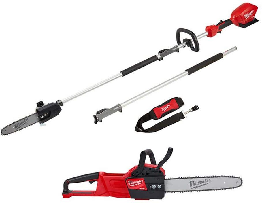 Milwaukee M18 FUEL 10 in. 18V Lithium-Ion Brushless Electric Cordless Pole Saw and M18 FUEL 14 in. Chainsaw Combo Kit (2-Tool)