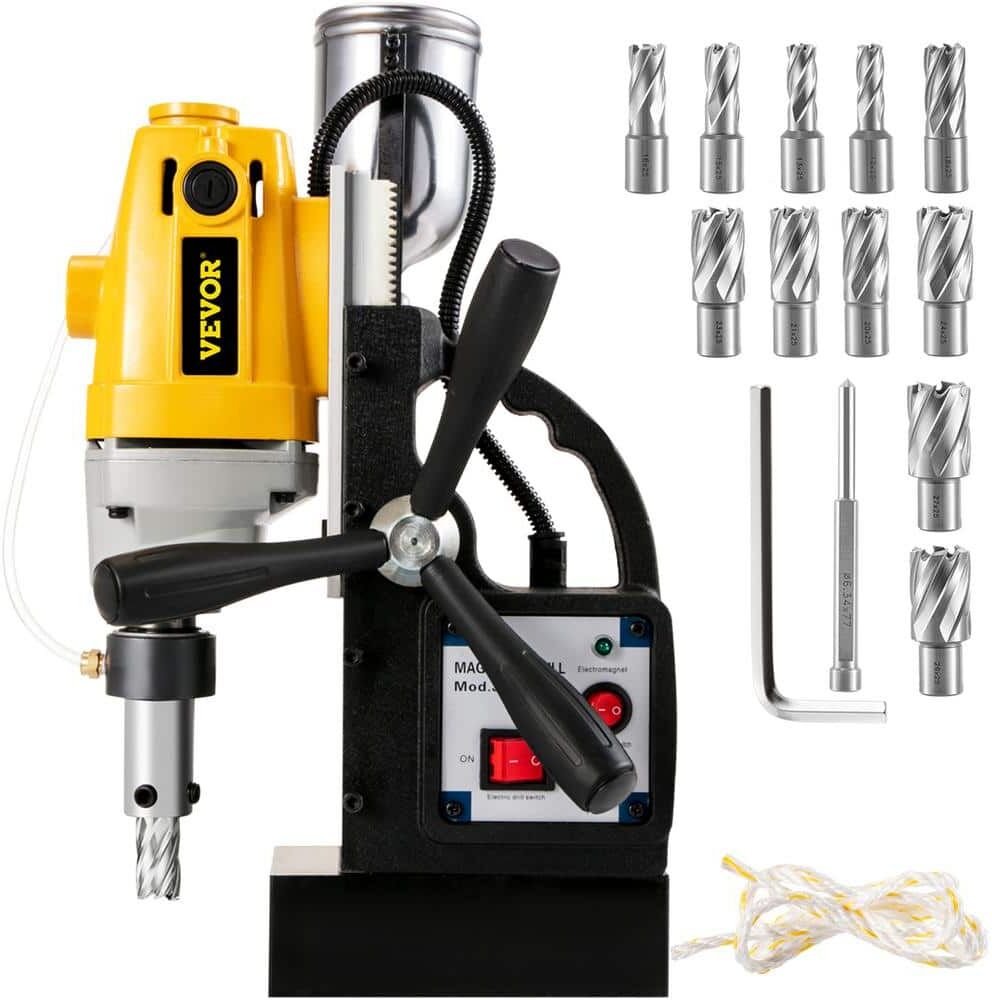 VEVOR MD40 1-1/2 in. Electric Magnetic Drill Press Drilling Machine with 11PC HSS Cutter Set Precise Annular Cutter Kit