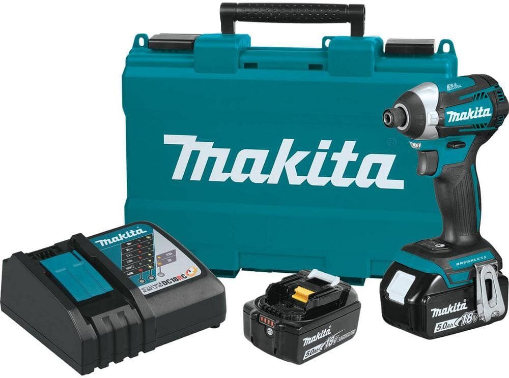 Makita 18V LXT Lithium-Ion Brushless Cordless Quick-Shift Mode 3-Speed Impact Driver with (2) Batteries 5.0Ah, Hard Case