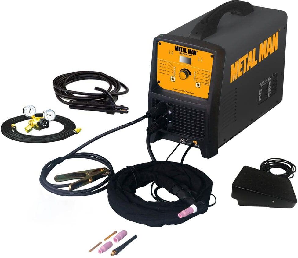 METAL MAN AC/DC TIG and Stick Welder with HF and Pulse with 6 ft. Gas Hose and Regulator