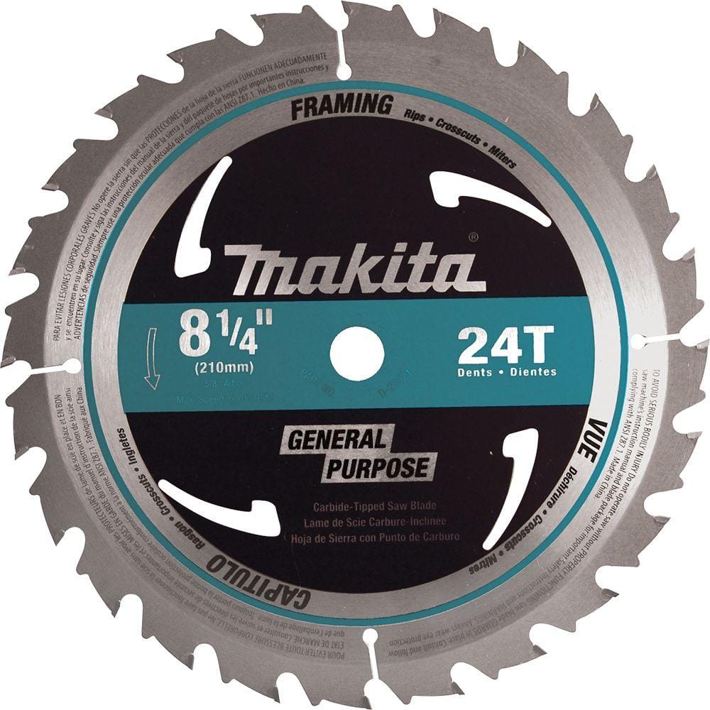 Makita 8-1/4 in. 24 TPI Framing Carbide-Tipped Circular Saw Blade