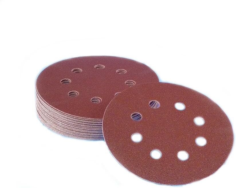 Sungold Abrasives 5 in. 8-Hole 80-Grit Premium Heavy F-Weight Aluminum Oxide Hook and Loop Sanding Discs (50 per Box)