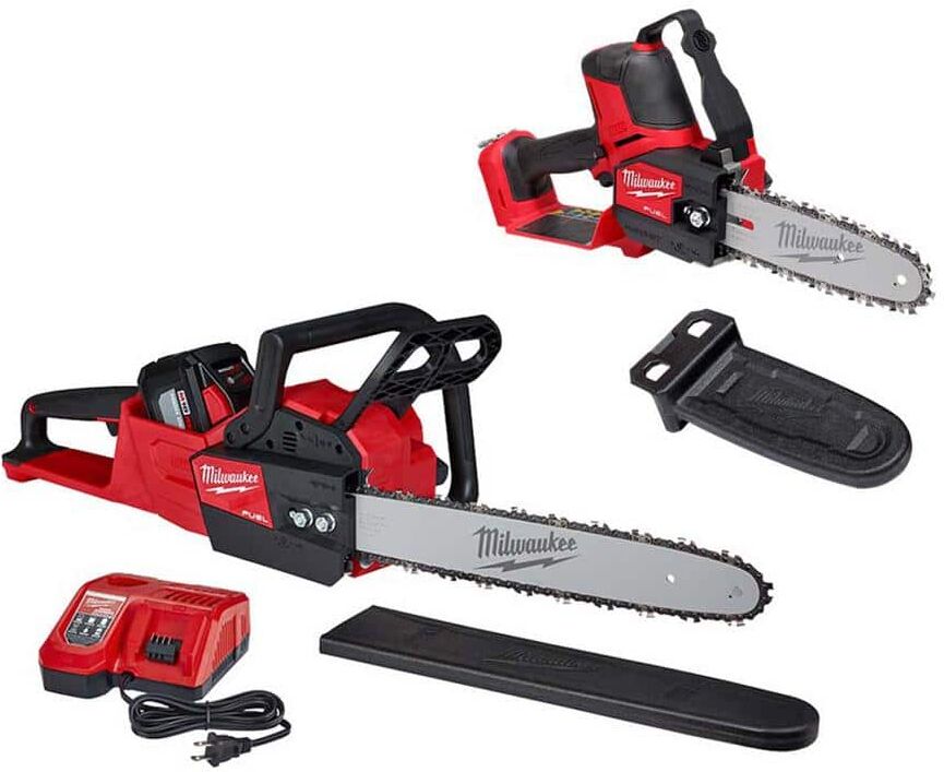 Milwaukee M18 FUEL 16 in. 18V Lithium-Ion Battery Brushless Cordless Chainsaw Kit w/12.0Ah Battery & M18 FUEL HATCHET (2-Tool)