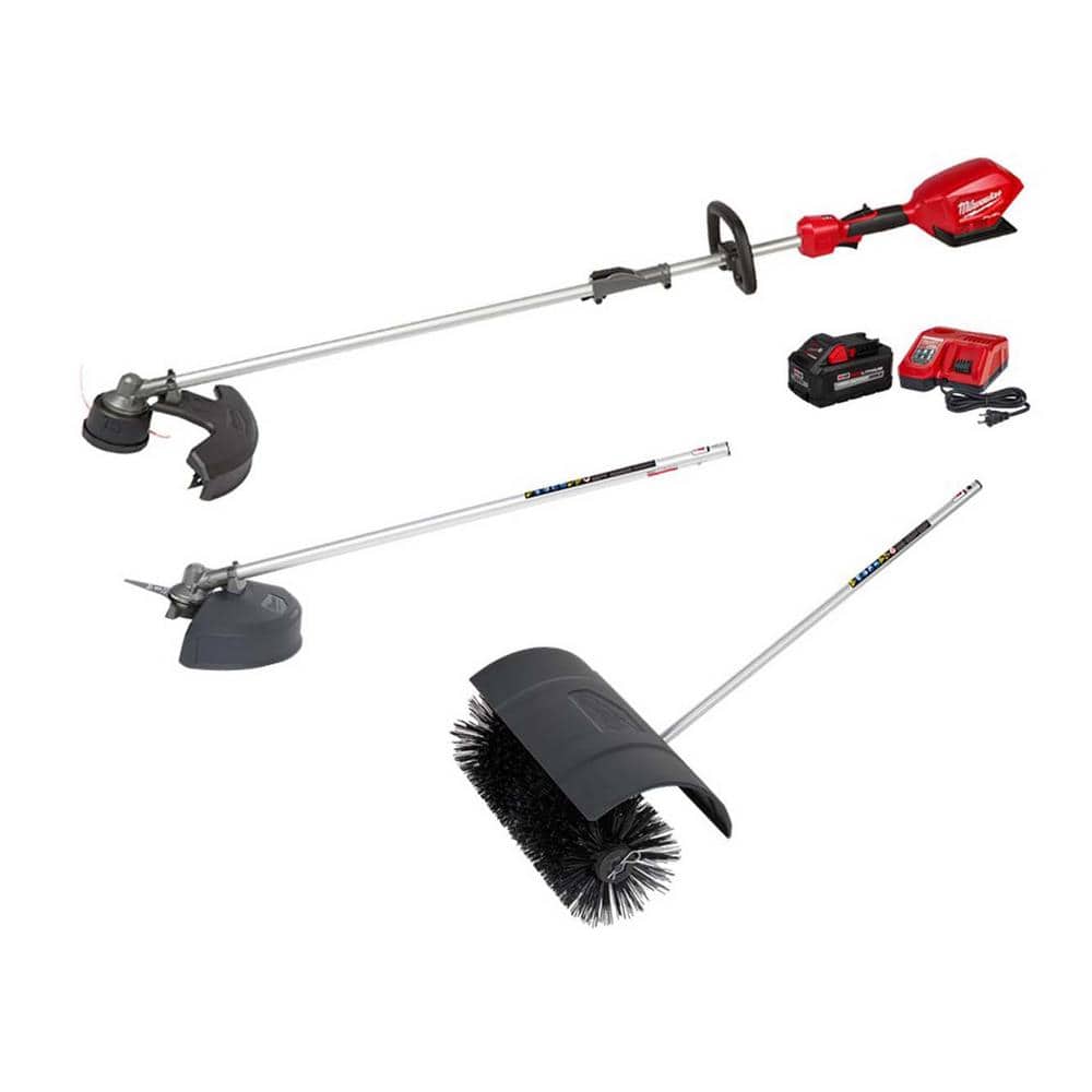 Milwaukee M18 FUEL 18V Lithium-Ion Brushless Cordless QUIK-LOK String Trimmer 8Ah Kit w/Brush Cutter & Bristle Brush Attachments