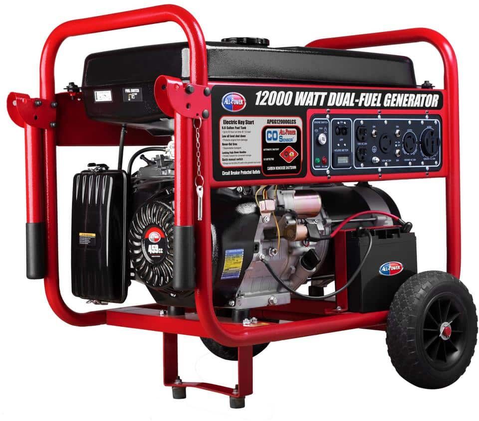 All Power 9,000-Watt Electric Start Propane and Gasoline Dual Fuel Portable Generator with Auto CO Shutoff